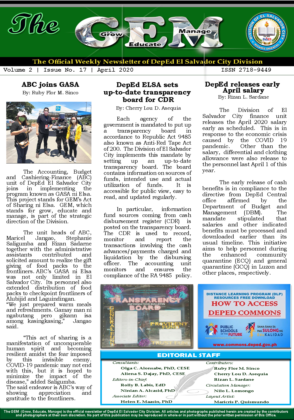 The GEM Newsletter Volume 1